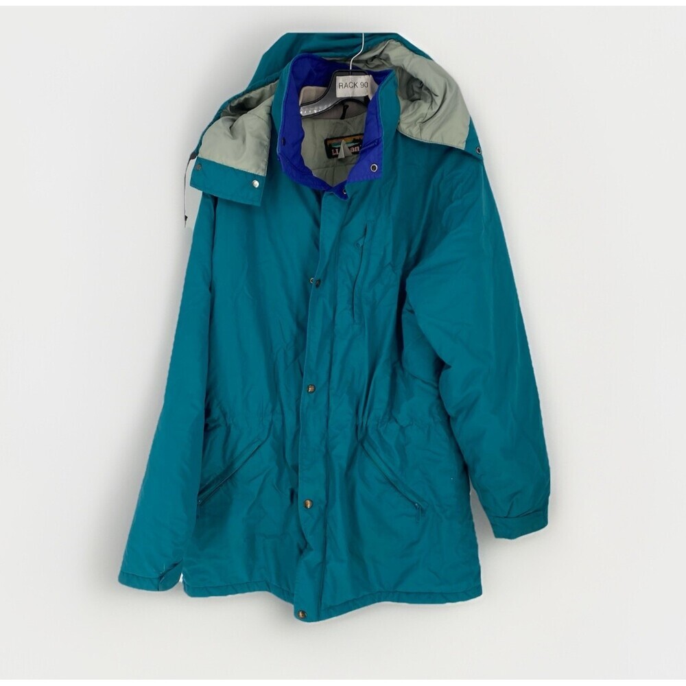 Vintage 80s L.L. Bean Penobscot Parka Teal Hooded Jacket No Size USA Made